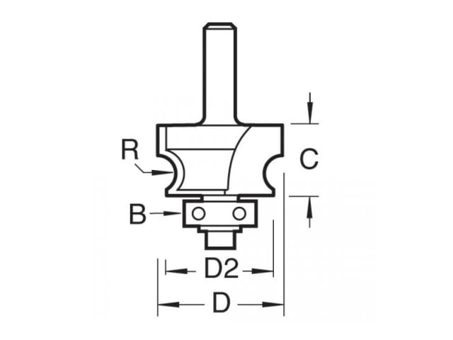 TREC13014TC C130 x 1/4 TCT Bearing Guided Corner Bead 4.8mm Radius