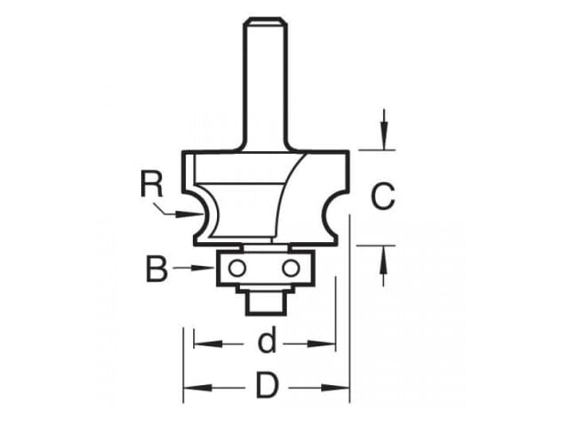 TREC14014TC C140 x 1/4 TCT Bearing Guided Corner Bead 3.2mm Radius