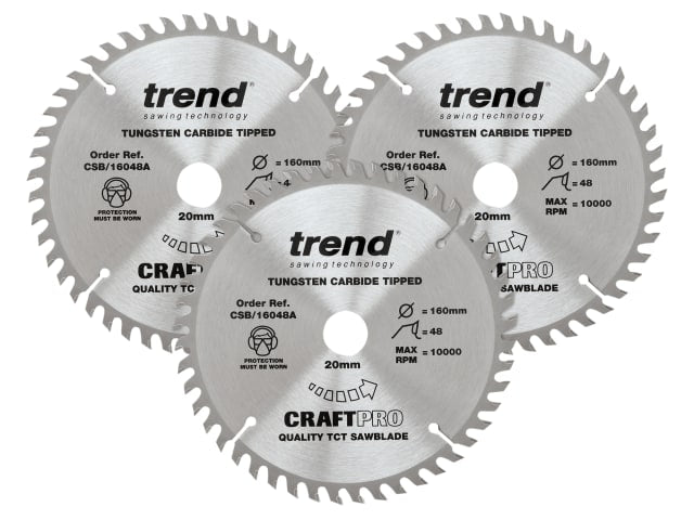 TRECSB1603P CraftPro Plunge Saw Blade 160 x 20mm x 48T (Pack 3)