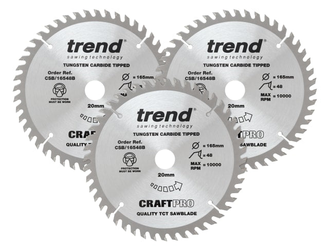 TREPS1653PA CraftPro Plunge Saw Blade 165 x 20mm x 48T (Pack 3)