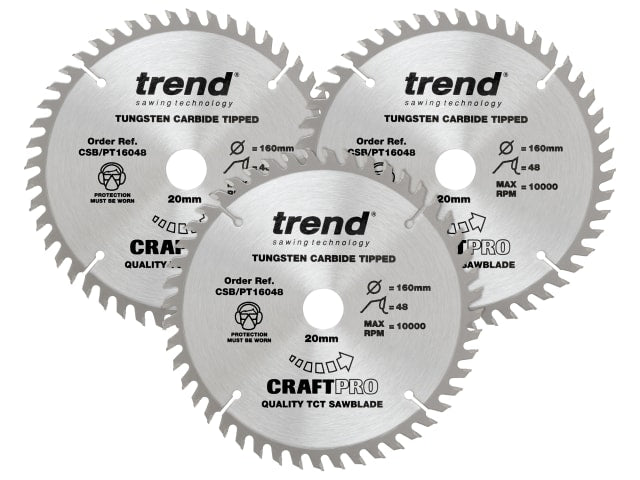 TREPT1603P CraftPro Panel Trim Saw Blade 160 x 20mm x 48T (Pack 3)