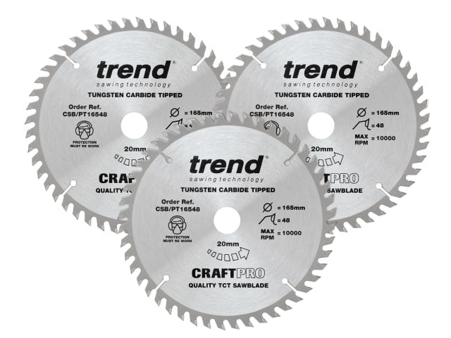 TREPT1653P CraftPro Panel Trim Saw Blade 165 x 20mm x 48T (Pack 3)