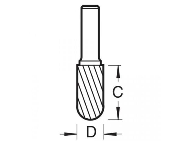 TRES4936STC S49/3 x 6mm STC Solid Carbide Bullnose Burr 10 x 20mm