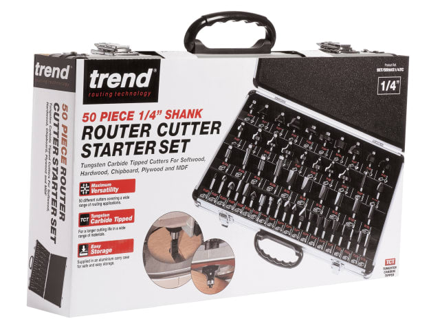 TRESET50PC14 1/4in TCT Router Bit Starter Set, 50 Piece