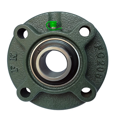 UKFC213 65mm Tapered Bore 4 Bolt Round Cartridge Cast Iron Self Lube Housed Bearing & Insert