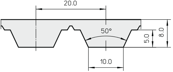 AT20-1600-50 - 50AT20/1600 Megadyne Megapower PU Correa dentada