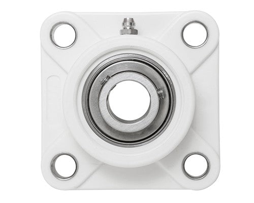 T-UCF208 SUCFPL208 40mm Thermoplastic Square Flange Bearing with Stainless Steel Insert - White