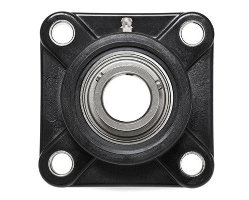 T-UCF201 SUCFPL201 12mm Thermoplastic Square Flange Bearing with Stainless Steel Insert - Black