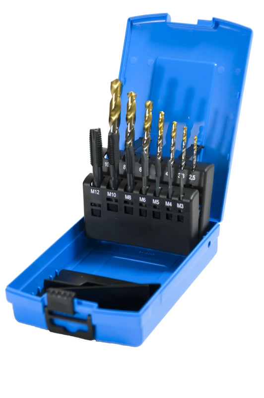 Presto 6955560010 M3 -M12 HSS DIN338 TiN Tipped Drill & ISO 529 Black Spiral Point Tap Set Packed in 1's