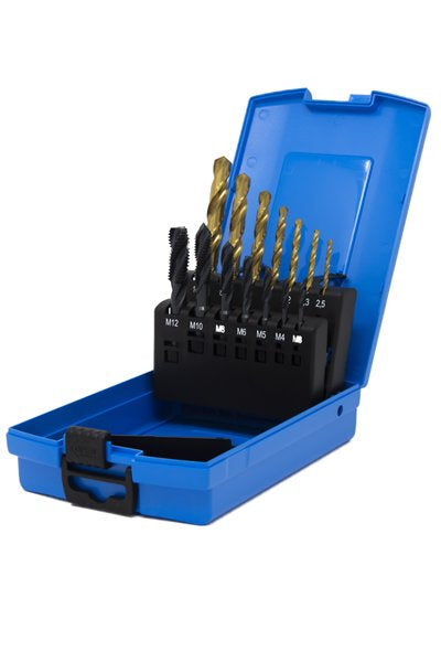 Presto 6956560027 M3 -M12 HSS DIN338 TiN Elite+ Drill & ISO 529 Black Spiral Flute Tap Set Packed in 1's