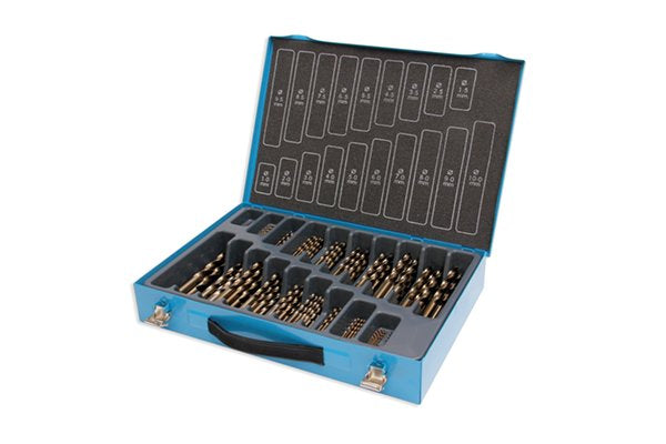 Presto 09501 1mm - 10mm x 1.0mm Increments (170 Drills) (Qty 10 each size upto 8mm, then 5 each size) HSCo DIN338 135 Degree Split Point Straw Jobber Drill Set Packed in 1's