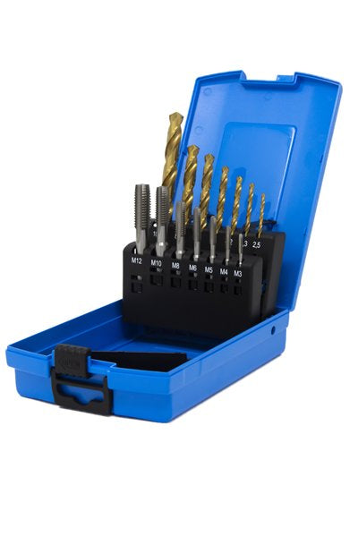 Presto 6956560000 M3 -M12 HSS DIN338 TiN Elite+ Drill & ISO 529 Bright Straight Flute Short Machine Tap Set Packed in 1's