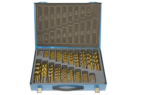 Presto 09565 1mm - 10mm x 1.0mm Increments (170 Drills) (Qty 10 each size upto 8mm, then 5 each size) HSS DIN338 118 Degree Split Point TiN Elite Plus Jobber Drill Packed in 1's