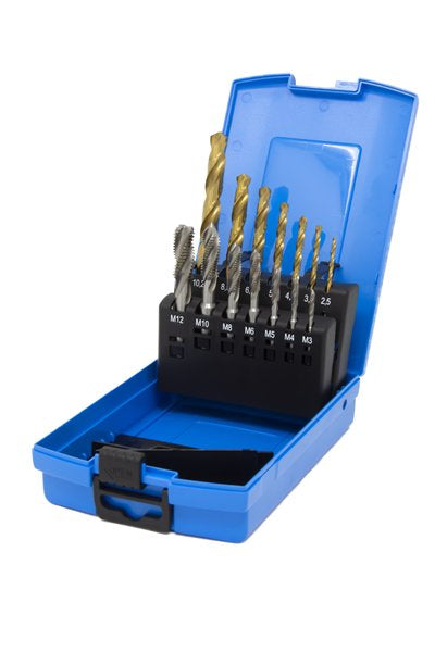 Presto 6956560020 M3 -M12 HSS DIN338 TiN Elite+ Drill & ISO 529 Bright Spiral Flute Tap Set Packed in 1's