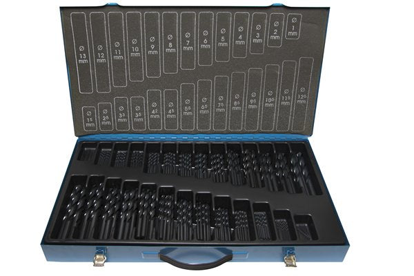 Presto 09500 1mm - 13mm x 1.0mm Increments (240 Drills) (Qty 10 each size upto 10mm, then 5 each size + 3.3 & 4.2) HSS DIN338 118 Degree Point Steam Temper Jobber Drill Set Packed in 1's