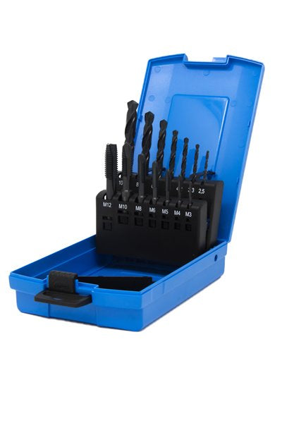 Presto 6950060010 M3 -M12 HSS DIN338 Black Drill & ISO 529 Black Spiral Point Tap Set Packed in 1's