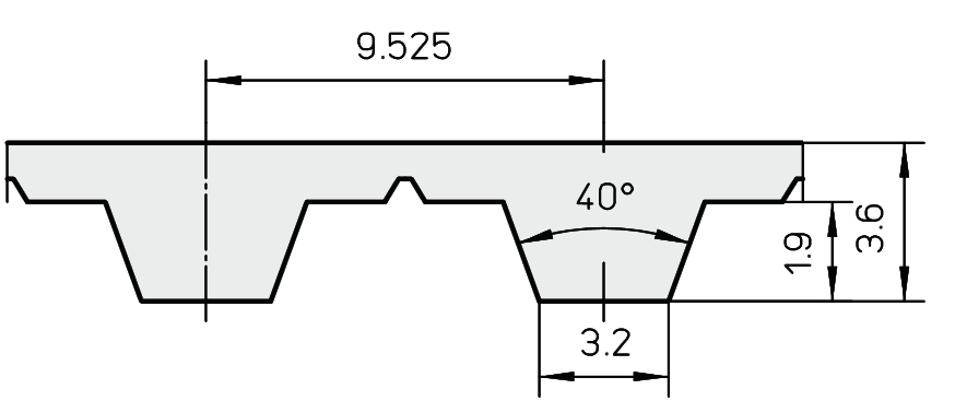 42L100 Vorgebohrte (3/8") Zollzahnriemenscheibe – 42 Zähne x 1" breit