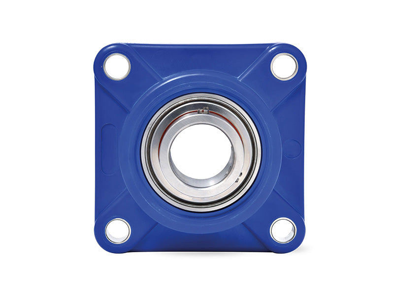 T-UCF202 SUCFPL202 15mm Thermoplastic Square Flange Bearing with Stainless Steel Insert - Blue