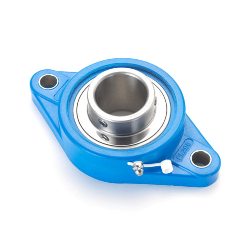 T-UCFL209 SUCNFL209 45mm Thermoplastic 2 Bolt Flange Bearing with Stainless Steel Insert - Blue