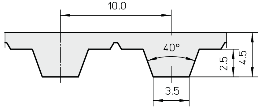 T10-1610-12 Correa dentada de poliuretano T10 - 1610 mm de largo x 12 mm de ancho