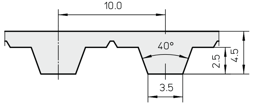 T10-1150-32 Correa dentada de poliuretano T10 - 1150 mm de largo x 32 mm de ancho