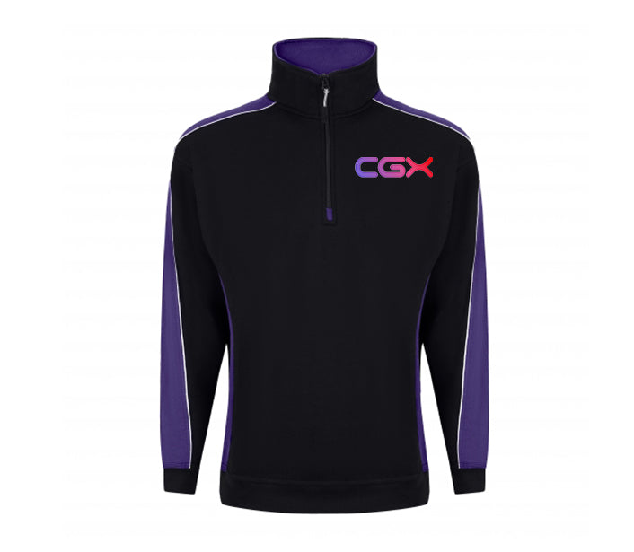 CGX 1/4 Zip Sweatshirt (Black/Purple) Including Embroidery