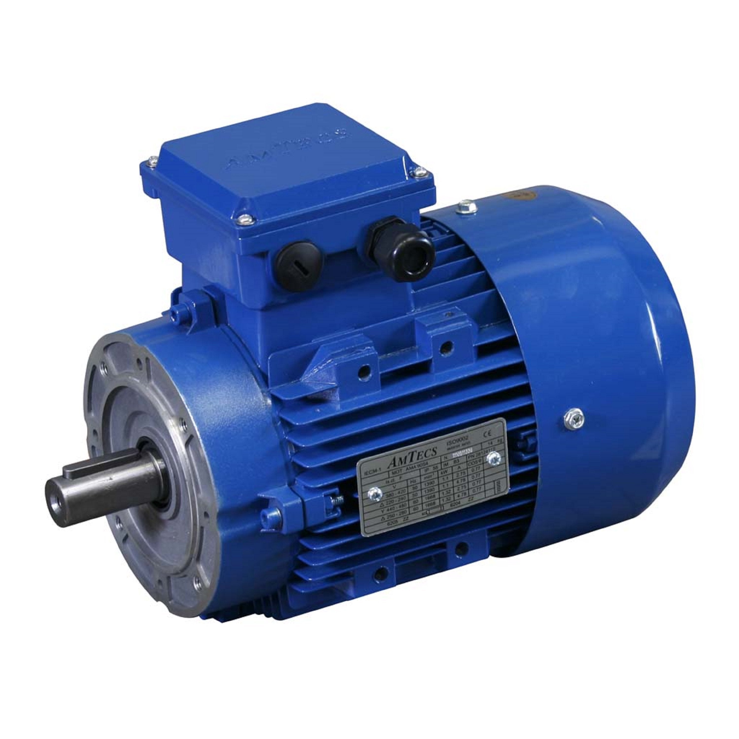 Motor eléctrico trifásico AMTEC de 7,5 kW, 4 polos, montaje frontal B14, estructura 132, IE3, 7.543AMTAB14IE3