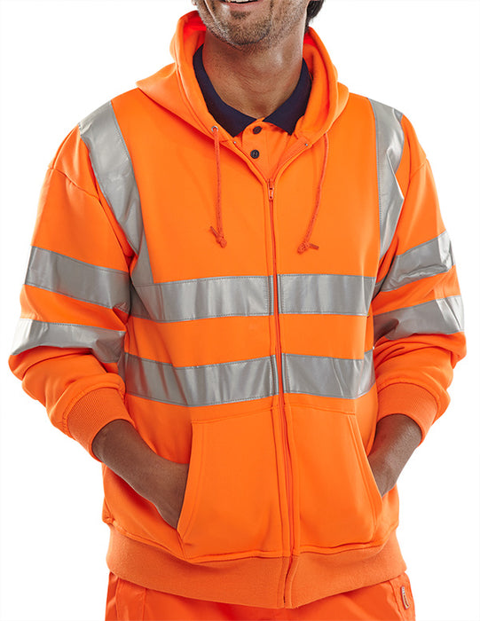 Hi-Vis Kapuzen-Sweatshirt mit durchgehendem Reißverschluss Orange BSHSSENOR
