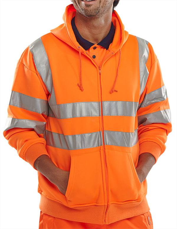 Hi-Vis Fully Zipped Hooded Sweatshirt Orange BSHSSENOR