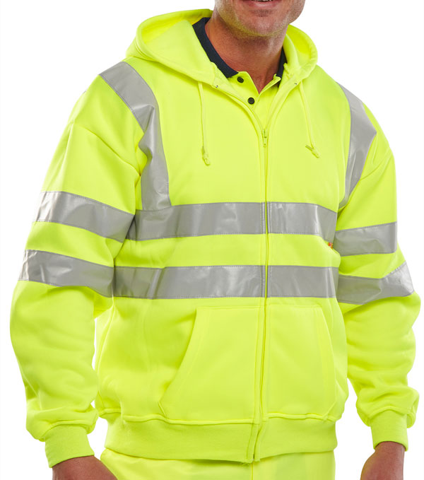 Hi-Vis Kapuzen-Sweatshirt mit durchgehendem Reißverschluss Gelb BSHSSENYW
