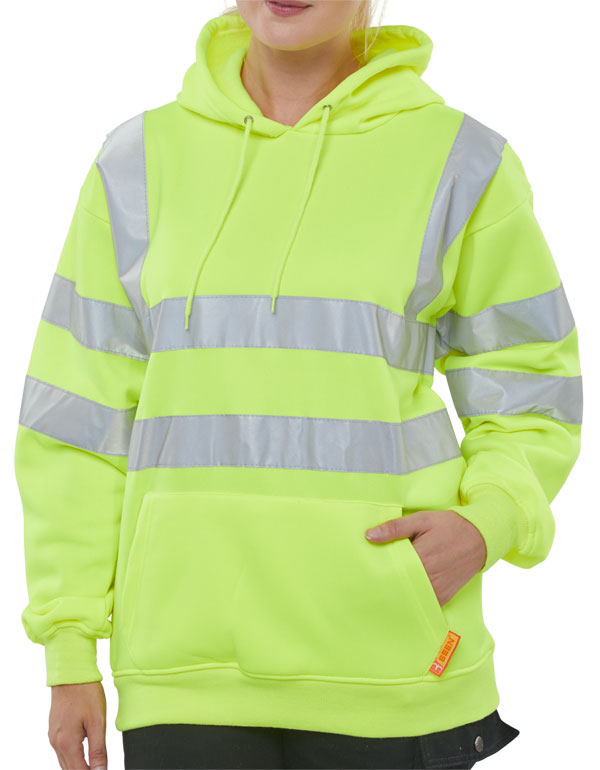 Hi-Vis Hooded Pull On Sweatshirt Yellow BSSSH25SY