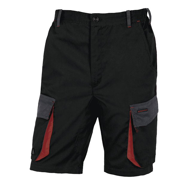 Polyester Cotton Cargo Shorts Black/Red DMACHBER
