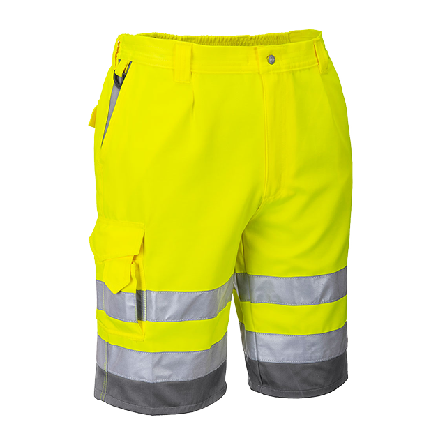 Hi-Vis Poly Cotton Shorts E043 Yellow/Grey