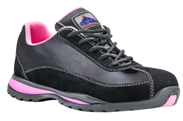 Steelite Ladies Safety Trainer Negro/Rosa FW39