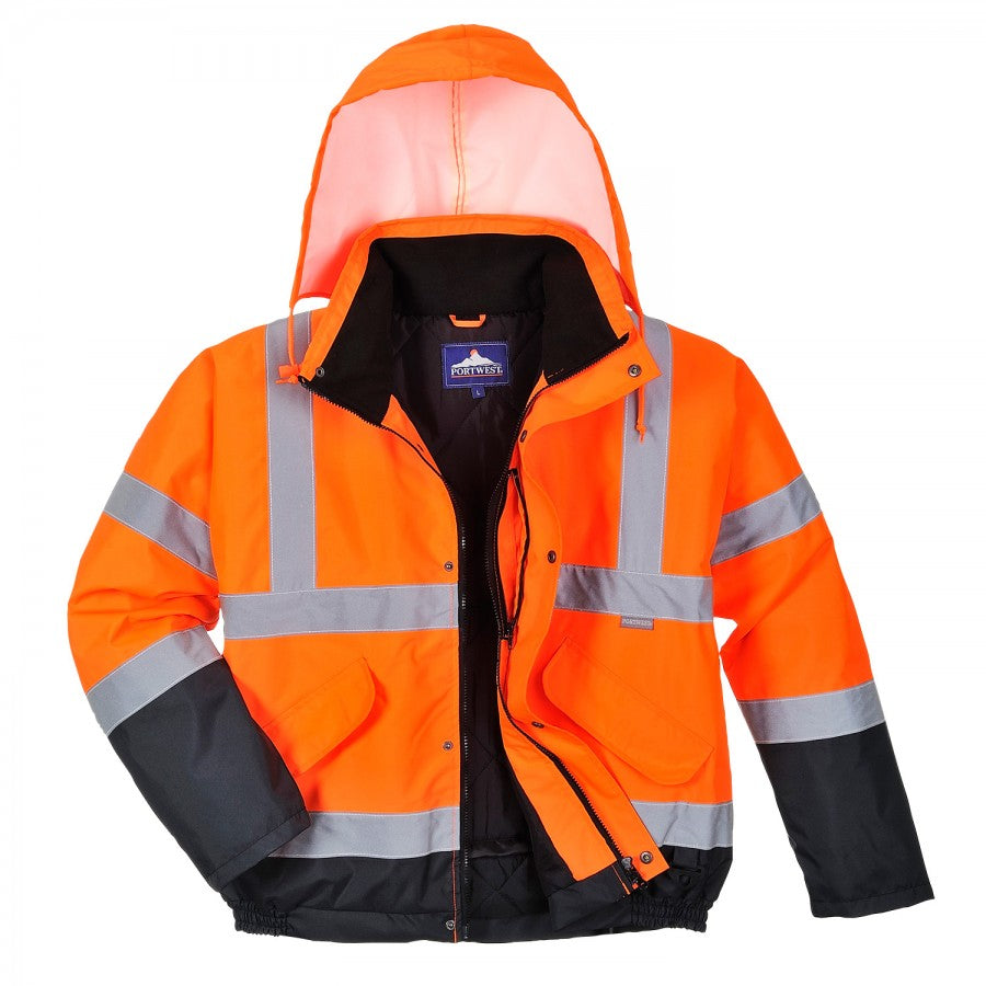 Two Tone HI-Vis Bomber Jacket Orange/Navy S266OR