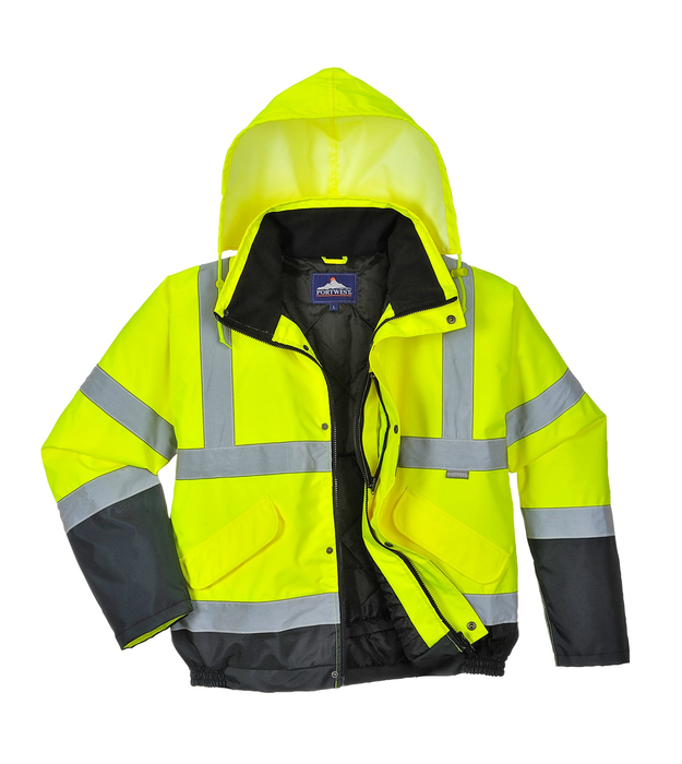 Two Tone HI-Vis Bomber Jacket Yellow/Navy S266YW