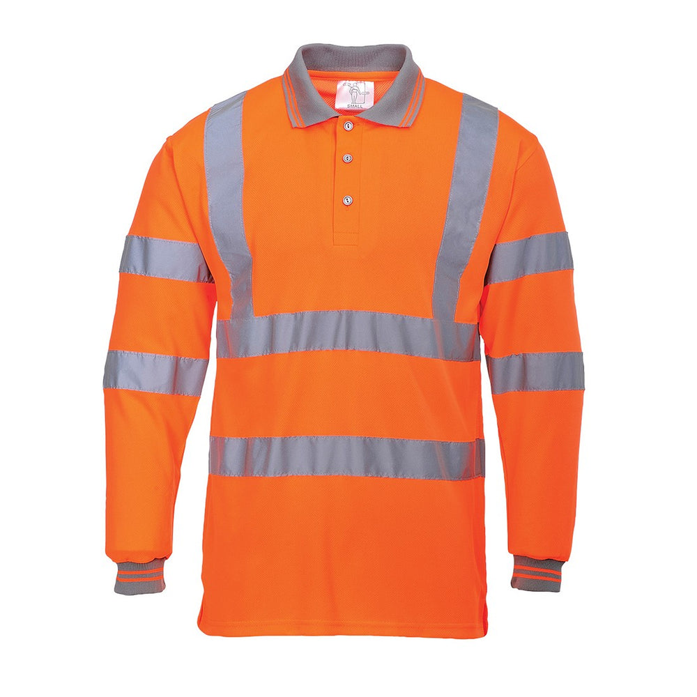 Long Sleeve Hi-Vis Polo Shirt Orange S277OR