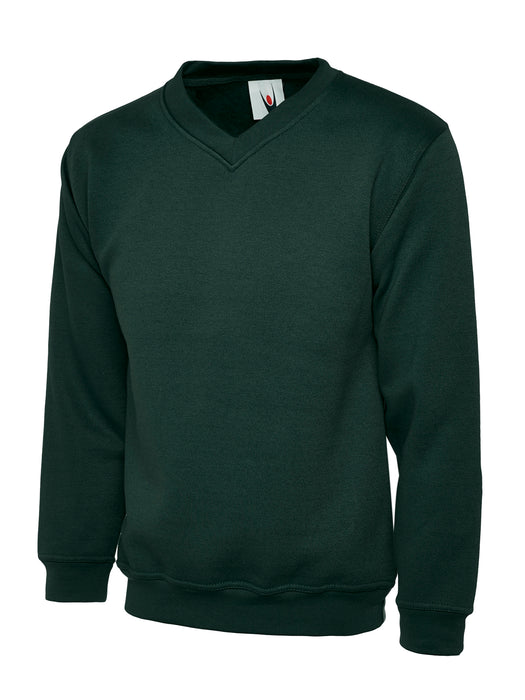 Sudadera Cuello Pico Premium Verde Botella UC204BG