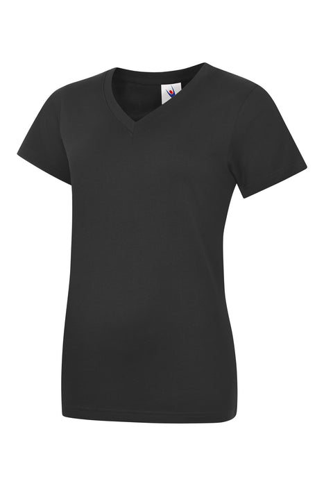 Camiseta de mujer con cuello en V negra UC319BK