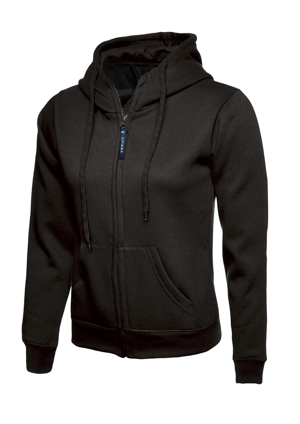 Sudadera clásica con capucha y cremallera completa para mujer negra UC505BK