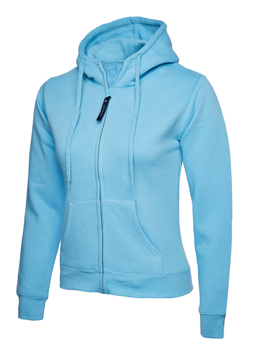 Sudadera clásica con capucha y cremallera completa para mujer Azul cielo UC505SB