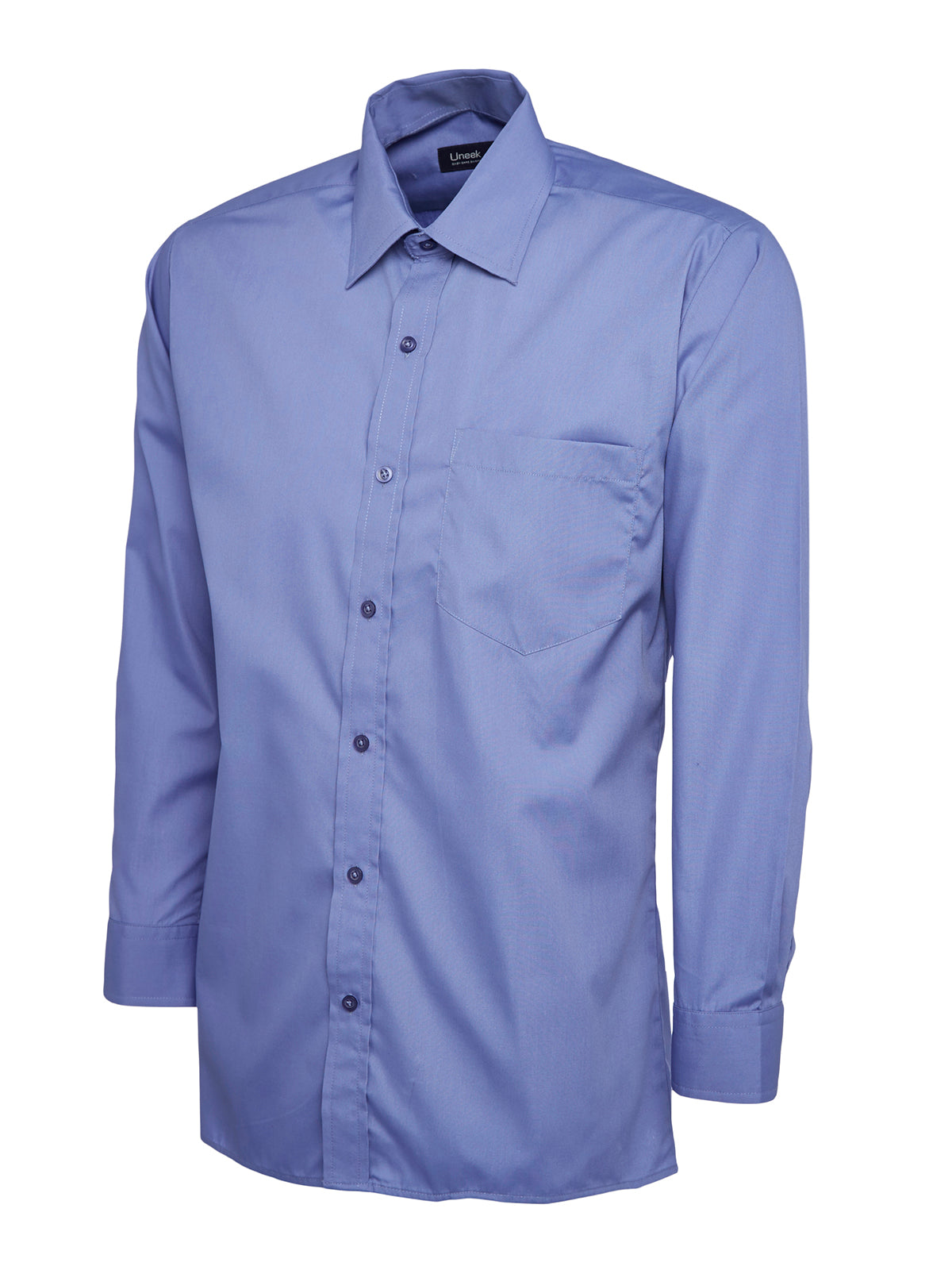 Camisa Popelín Manga Larga Hombre Azul Medio UC709MB