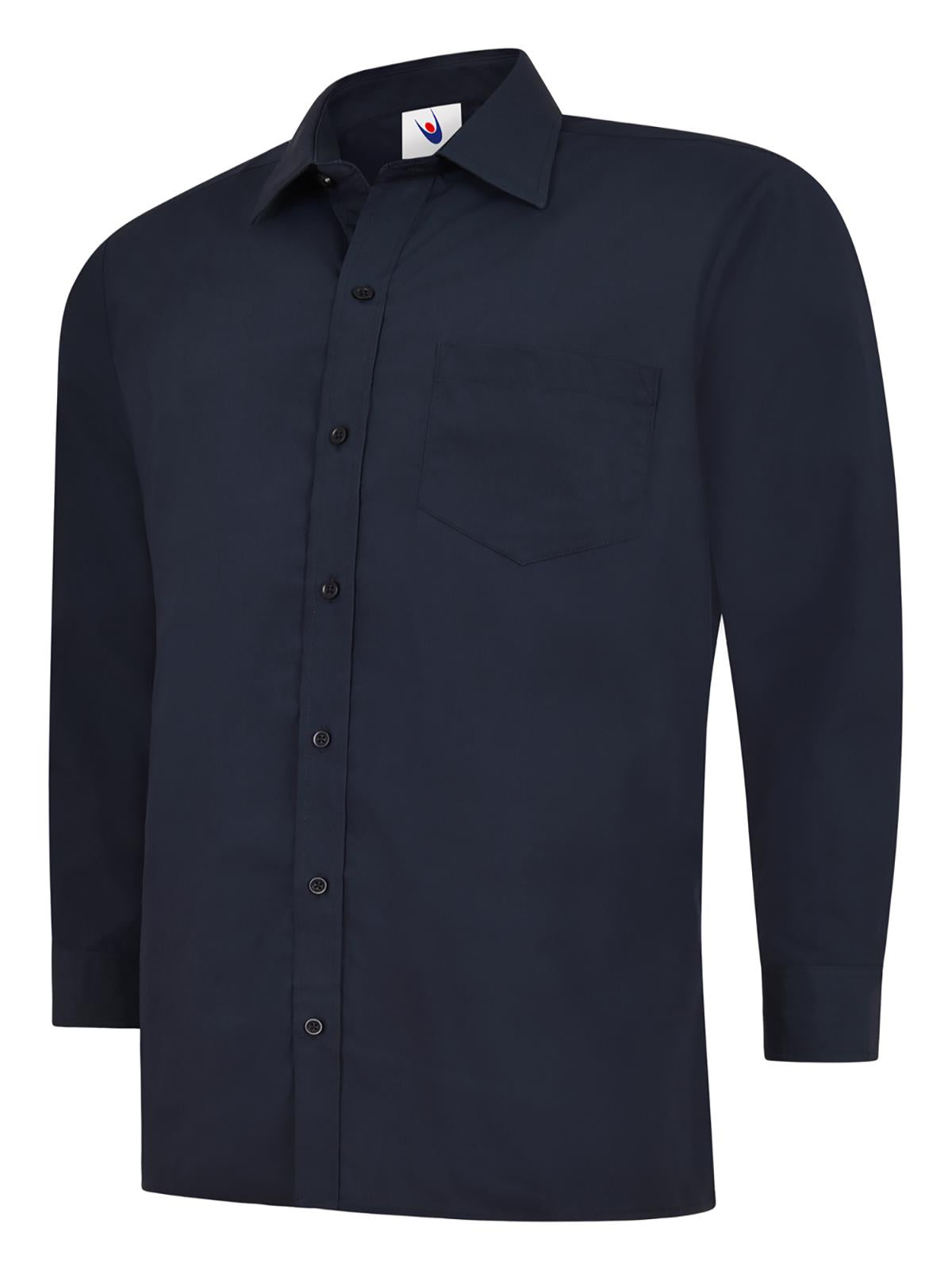 Camisa Popelín Manga Larga Hombre Azul Marino UC709NY