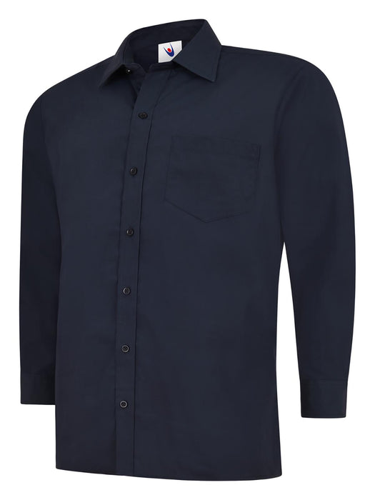 Camisa Popelín Manga Larga Hombre Azul Marino UC709NY