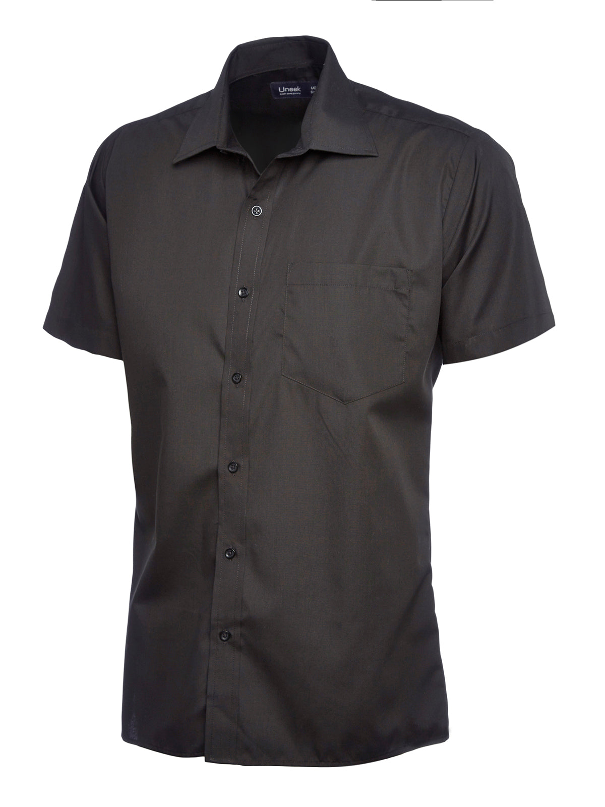 Camisa Popelín Manga Corta Hombre Negra UC710BK