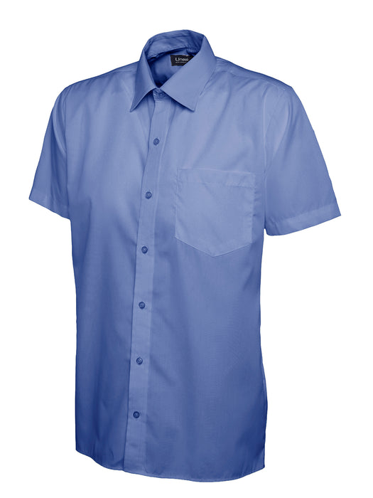 Camisa Popelín Manga Corta Hombre Azul Medio UC710MB