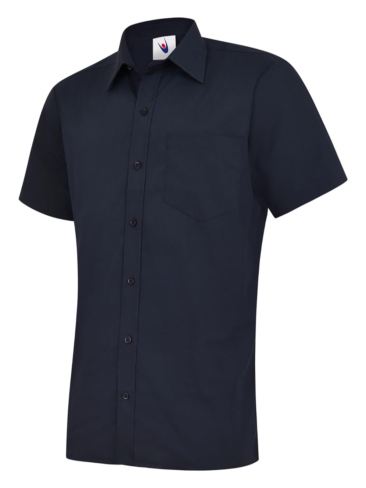 Camisa Popelín Manga Corta Hombre Azul Marino UC710NY