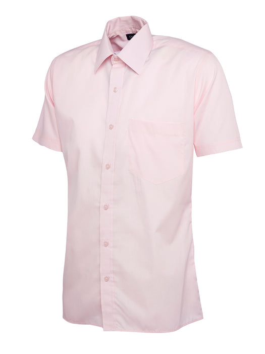 Camisa Popelín Manga Corta Hombre Rosa UC710P