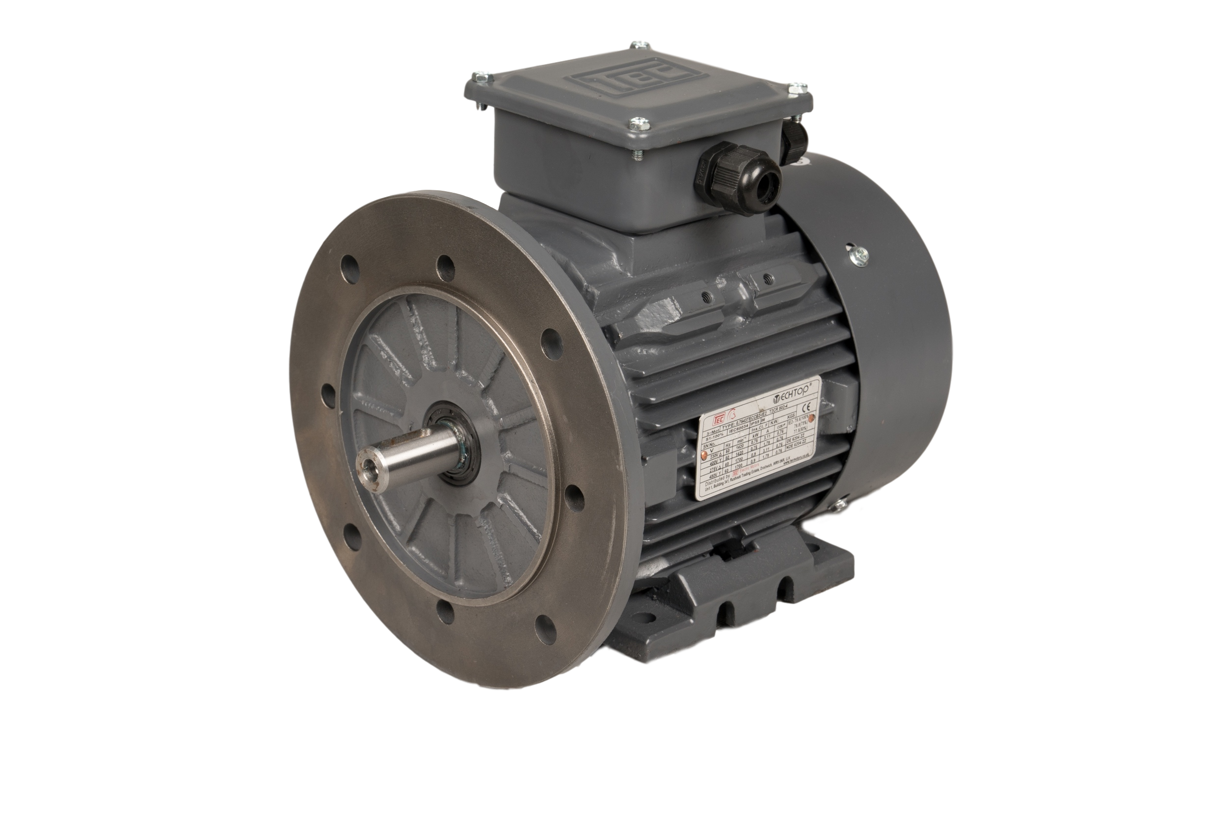 0.7563TECCB3-IE3 TEC 3 Phase Electric Motor 0.75kW, 6 Pole, 230/400V 50Hz, B14, IE3, 90 Frame