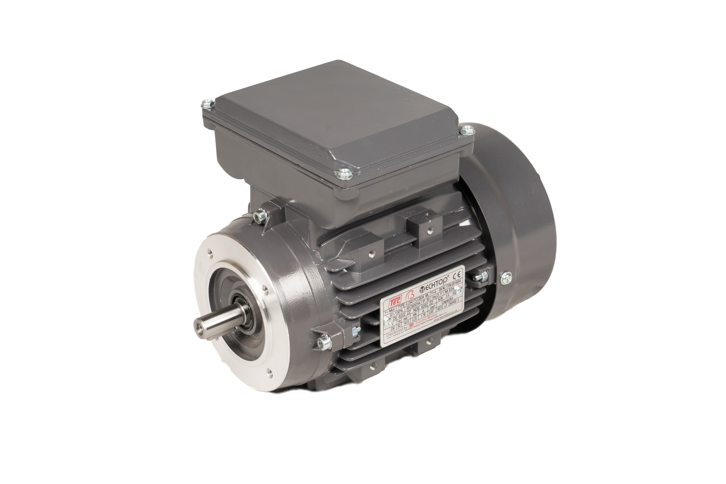 TEC Dreiphasen-Aluminium-Elektromotor 3 kW, 6-polig, frontseitig montierter B14, IE2, 132-Rahmen